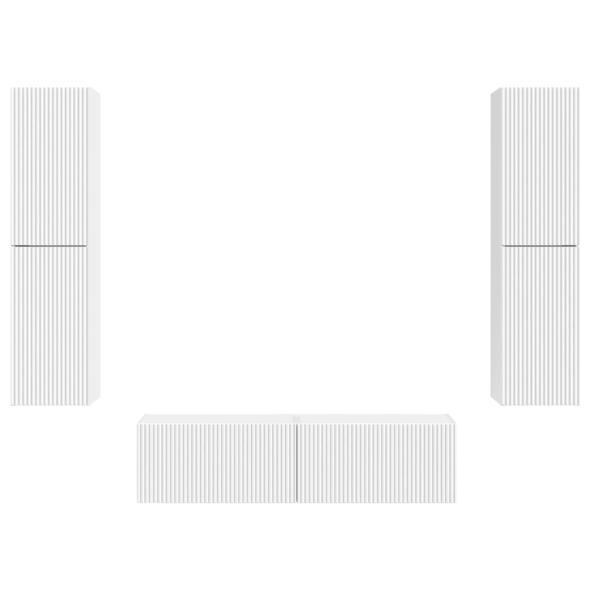 vidaXL Tv-meubelset 6 pcs Wit Bewerkt hout
