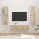 vidaXL Tv-meubelset 6 pcs Wit Bewerkt hout