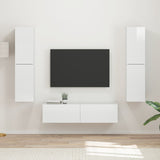 vidaXL Tv-meubelset 6 pcs Wit Bewerkt hout