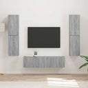 vidaXL Tv-meubelset 6 pcs Wit Bewerkt hout