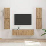 vidaXL Tv-meubelset 6 pcs Wit Bewerkt hout