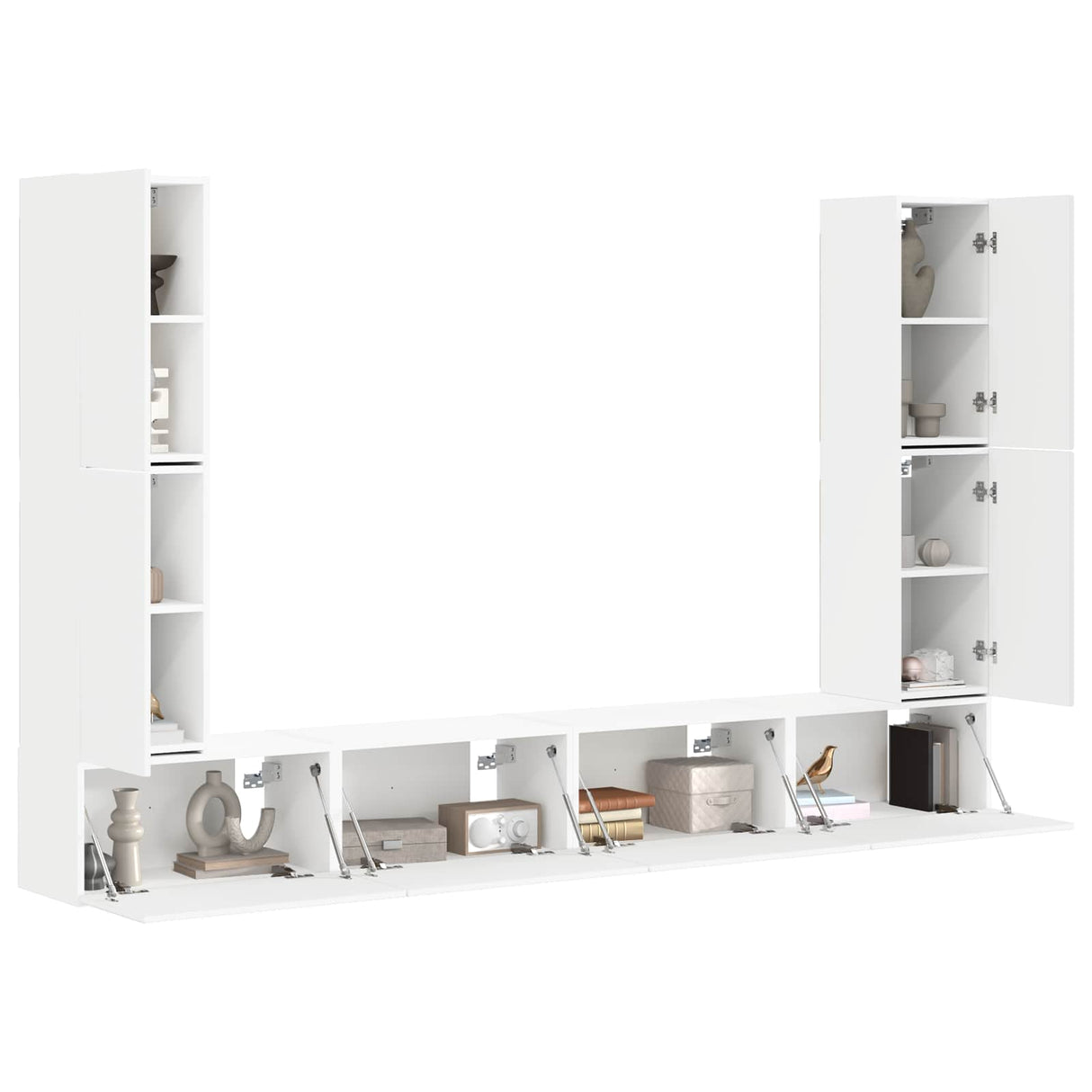 vidaXL Tv-meubelset 8 pcs Wit Bewerkt hout
