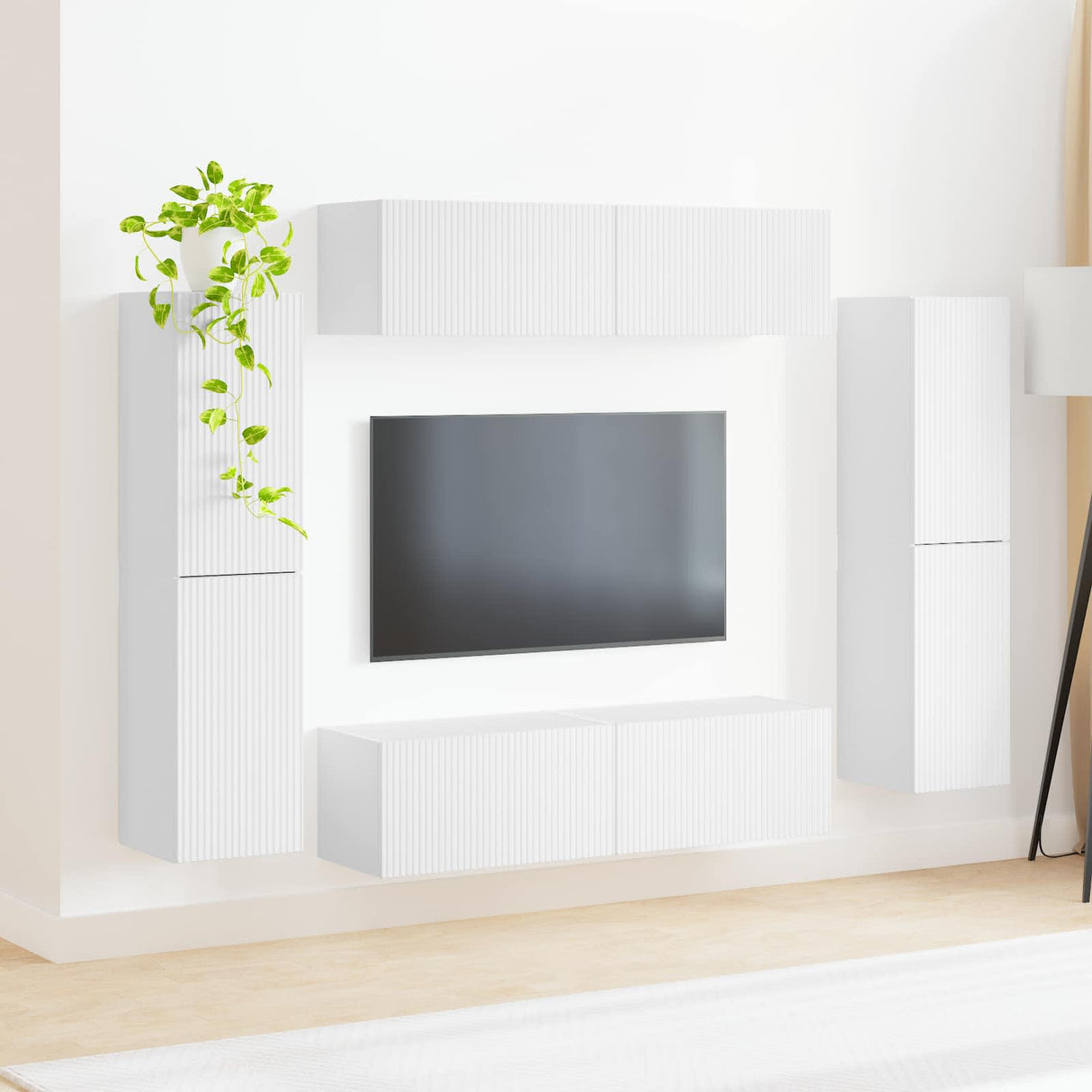 vidaXL Tv-meubelset 8 pcs Wit Bewerkt hout
