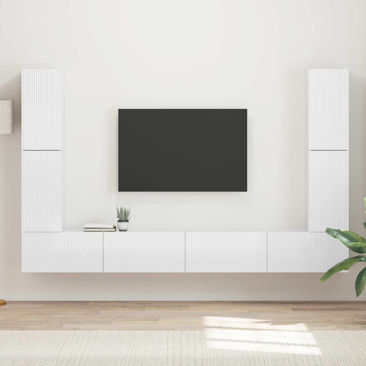 vidaXL Tv-meubelset 8 pcs Wit Bewerkt hout