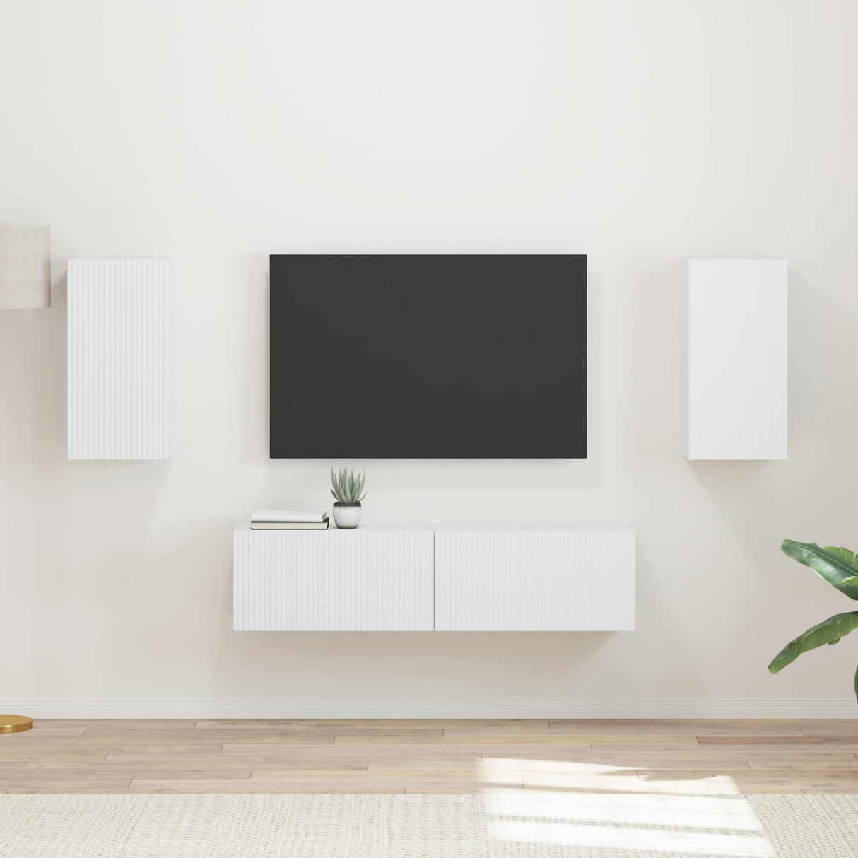 vidaXL Tv-meubelset 4 pcs Wit Bewerkt hout