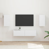 vidaXL Tv-meubelset 4 pcs Wit Bewerkt hout