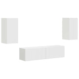 vidaXL Tv-meubelset 4 pcs Wit Bewerkt hout