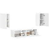 vidaXL Tv-meubelset 4 pcs Wit Bewerkt hout