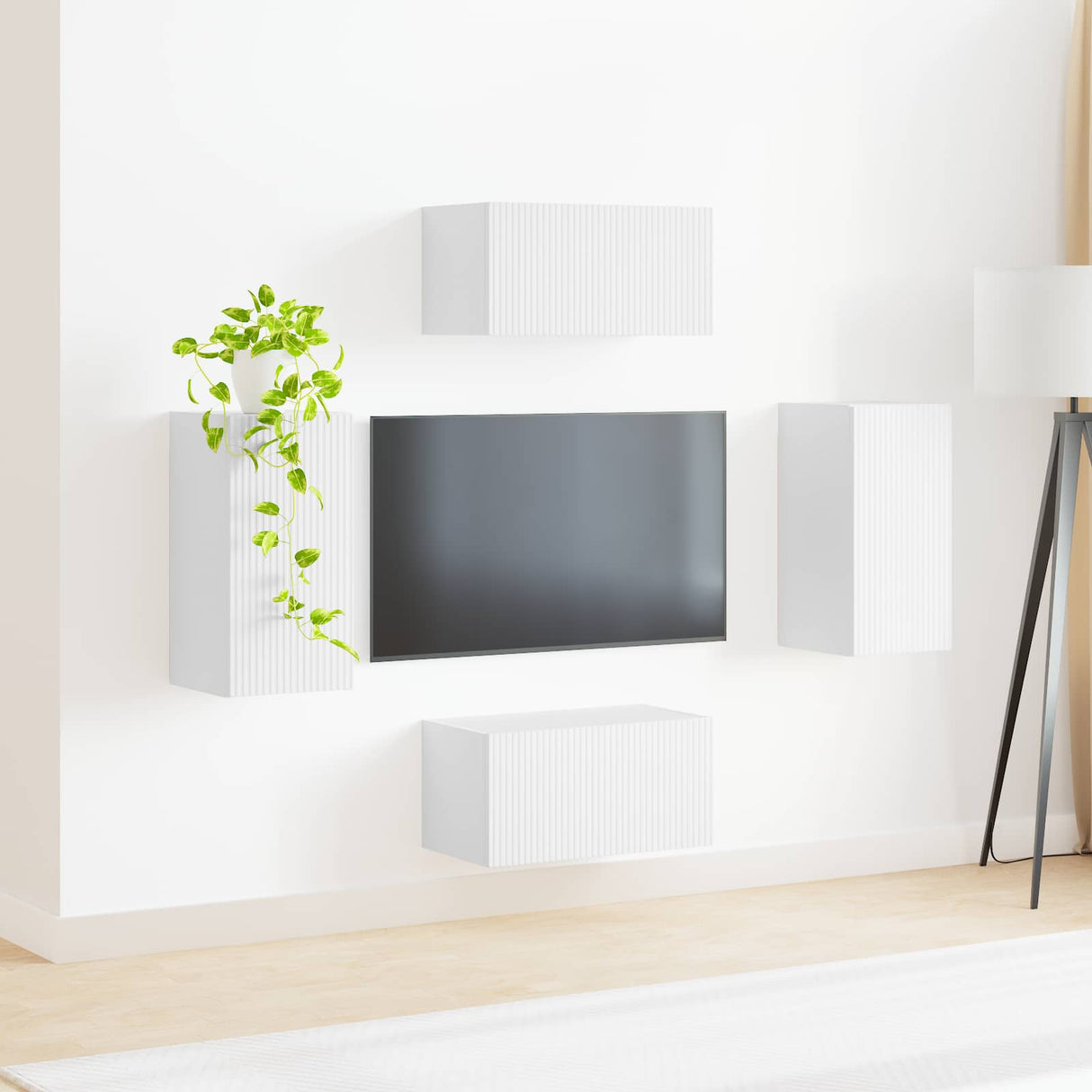 vidaXL Tv-meubelset 4 pcs Wit Bewerkt hout