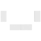 vidaXL Tv-meubelset 4 pcs Wit Bewerkt hout