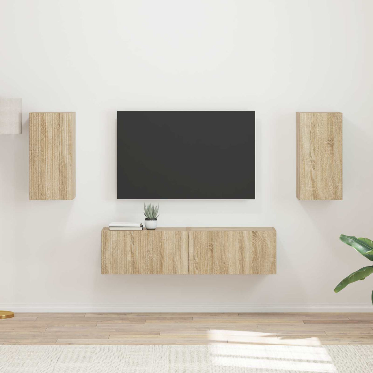 vidaXL Tv-meubelset 4 pcs Wit Bewerkt hout