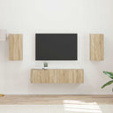 vidaXL Tv-meubelset 4 pcs Wit Bewerkt hout