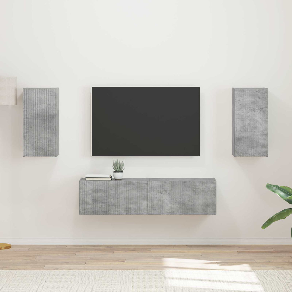 vidaXL Tv-meubelset 4 pcs Wit Bewerkt hout