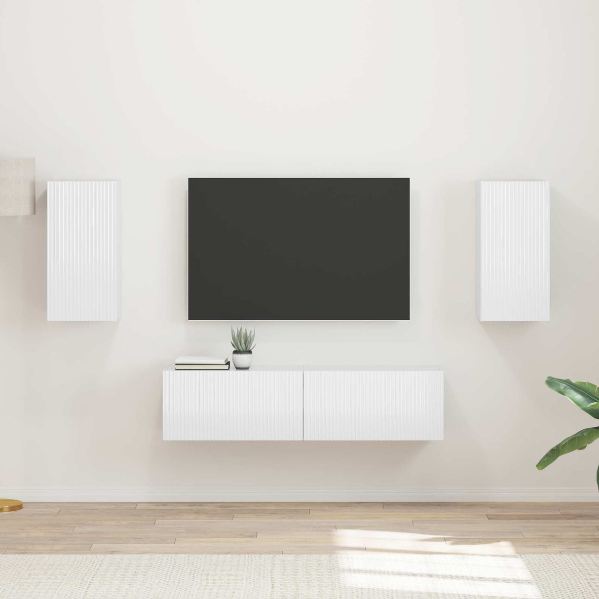 vidaXL Tv-meubelset 4 pcs Wit Bewerkt hout