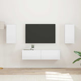 vidaXL Tv-meubelset 4 pcs Wit Bewerkt hout