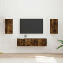 vidaXL Tv-meubelset 4 pcs Wit Bewerkt hout