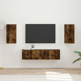vidaXL Tv-meubelset 4 pcs Wit Bewerkt hout