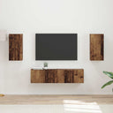 vidaXL Tv-meubelset 4 pcs Wit Bewerkt hout