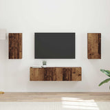 vidaXL Tv-meubelset 4 pcs Wit Bewerkt hout