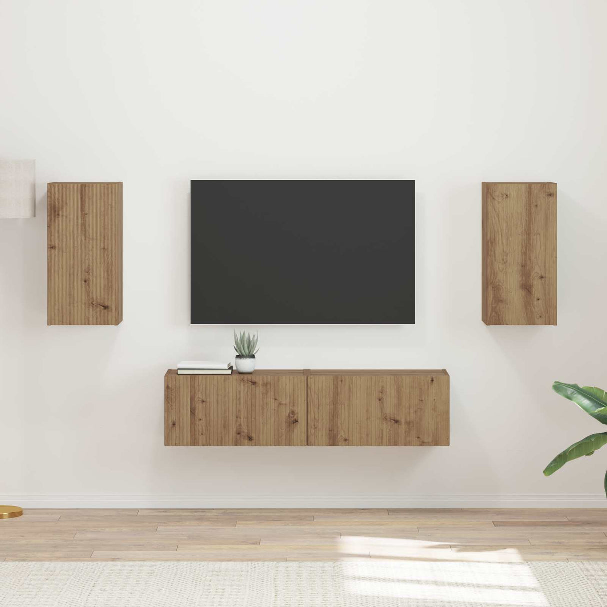 vidaXL Tv-meubelset 4 pcs Wit Bewerkt hout