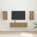 vidaXL Tv-meubelset 4 pcs Wit Bewerkt hout