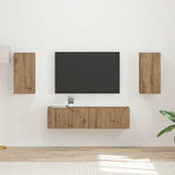 vidaXL Tv-meubelset 4 pcs Wit Bewerkt hout