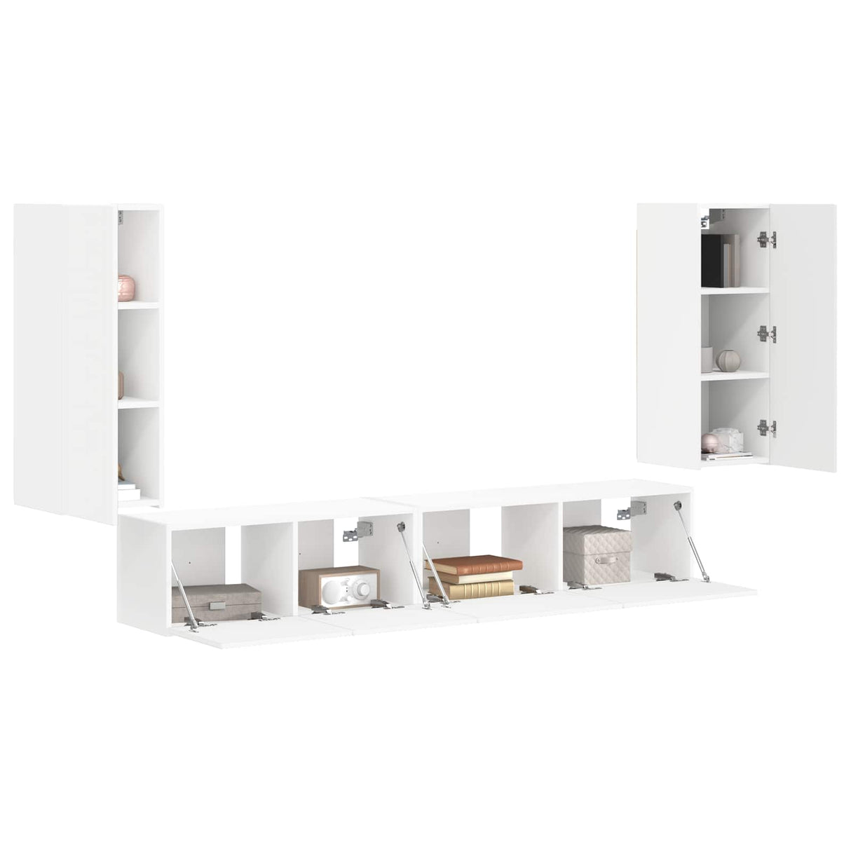 vidaXL Tv-meubelset 4 pcs Wit Bewerkt hout