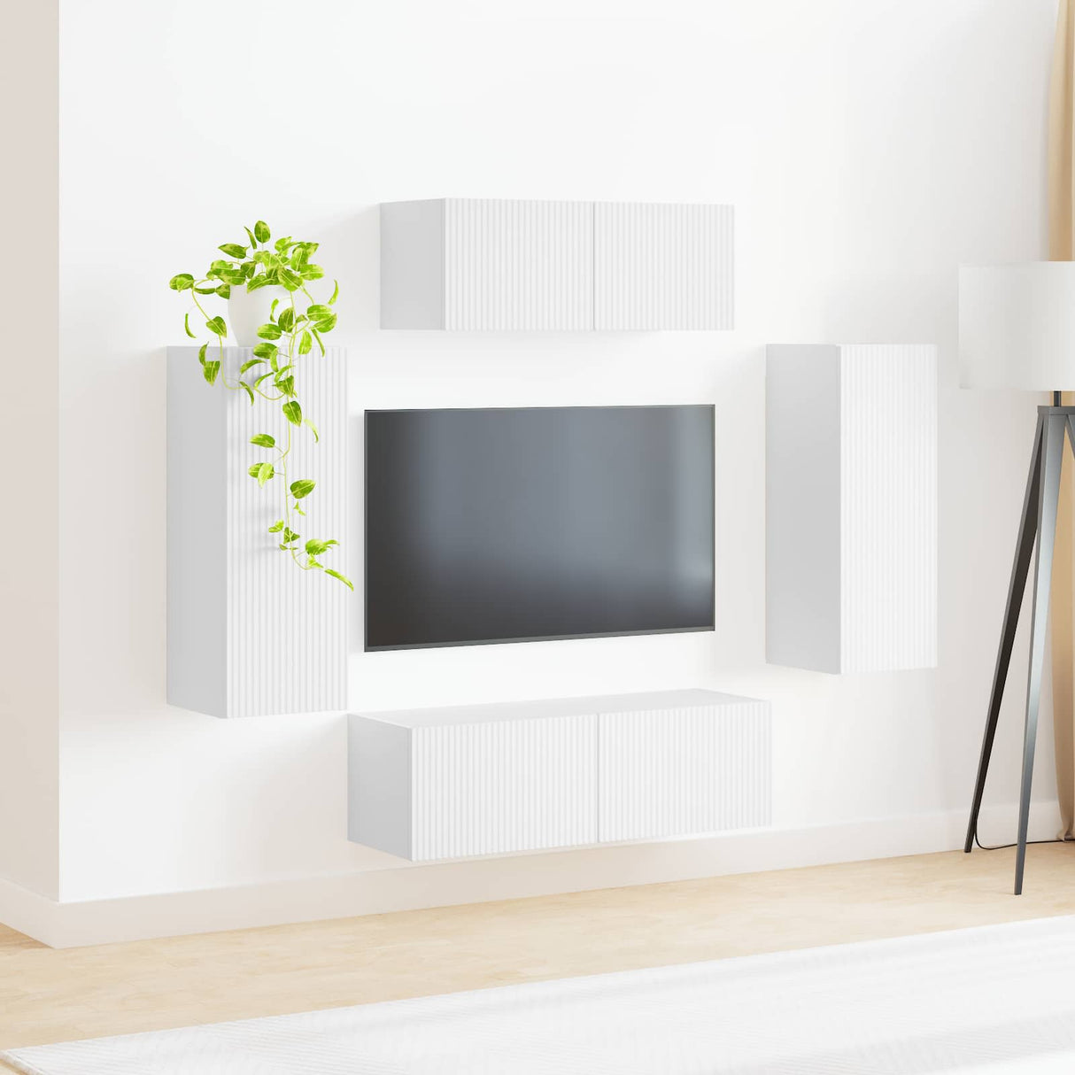 vidaXL Tv-meubelset 4 pcs Wit Bewerkt hout