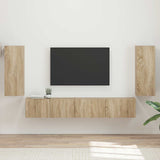 vidaXL Tv-meubelset 4 pcs Wit Bewerkt hout