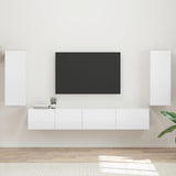 vidaXL Tv-meubelset 4 pcs Wit Bewerkt hout