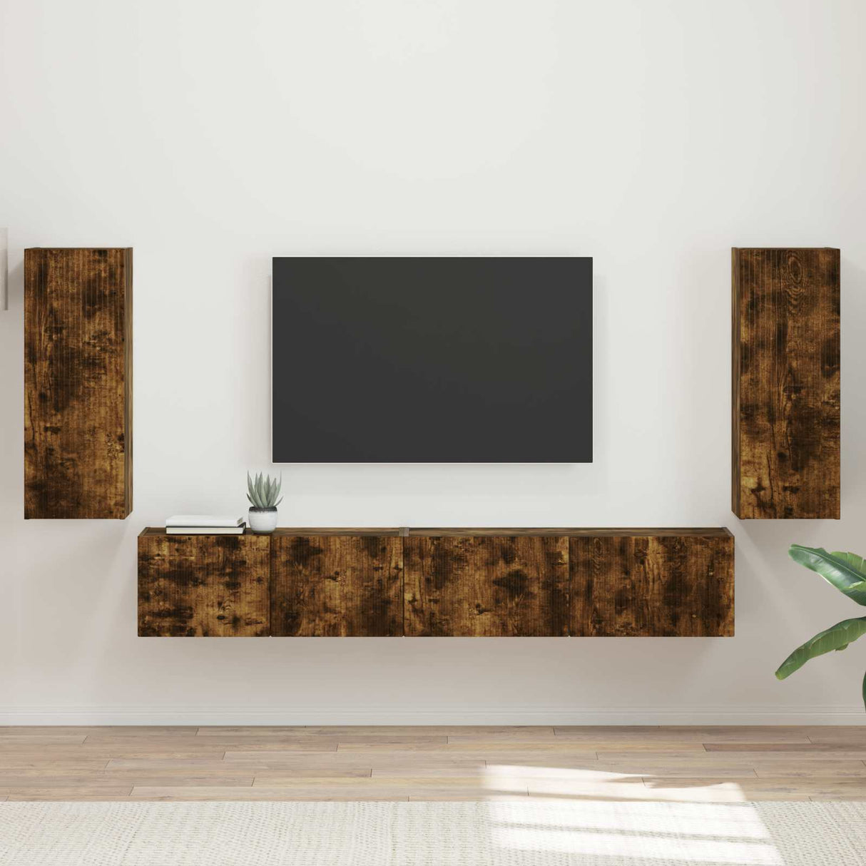 vidaXL Tv-meubelset 4 pcs Wit Bewerkt hout