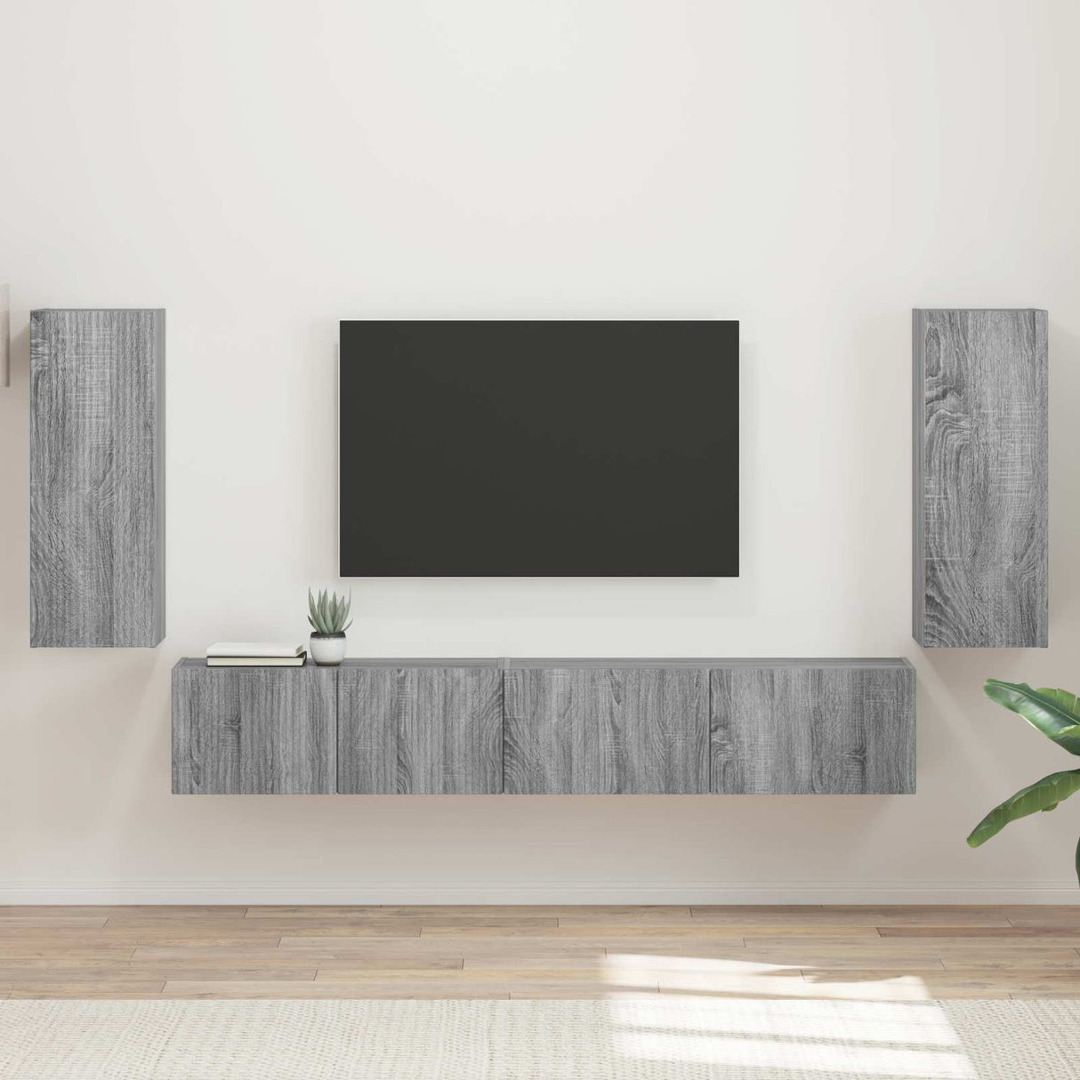 vidaXL Tv-meubelset 4 pcs Wit Bewerkt hout