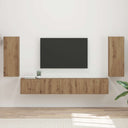 vidaXL Tv-meubelset 4 pcs Wit Bewerkt hout
