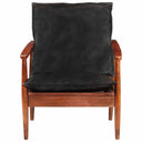 vidaXL Fauteuil echt leer met acaciahout bruin