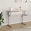 vidaXL Drawing Table 110x53x(58-87) cm engineered wood and steel white/grey