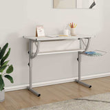 vidaXL Drawing Table 110x53x(58-87) cm engineered wood and steel white/grey