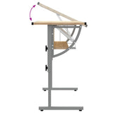 vidaXL Drawing Table 110x53x(58-87) cm engineered wood and steel white/grey