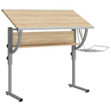 vidaXL Drawing Table 110x53x(58-87) cm engineered wood and steel white/grey