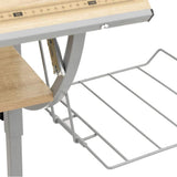vidaXL Drawing Table 110x53x(58-87) cm engineered wood and steel white/grey