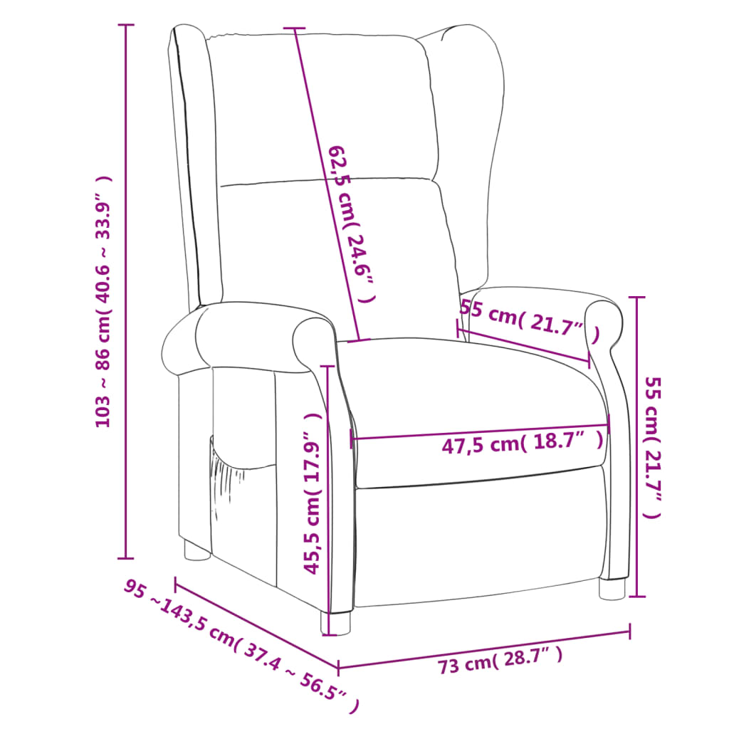 vidaXL Fauteuil verstelbaar stof lichtgrijs