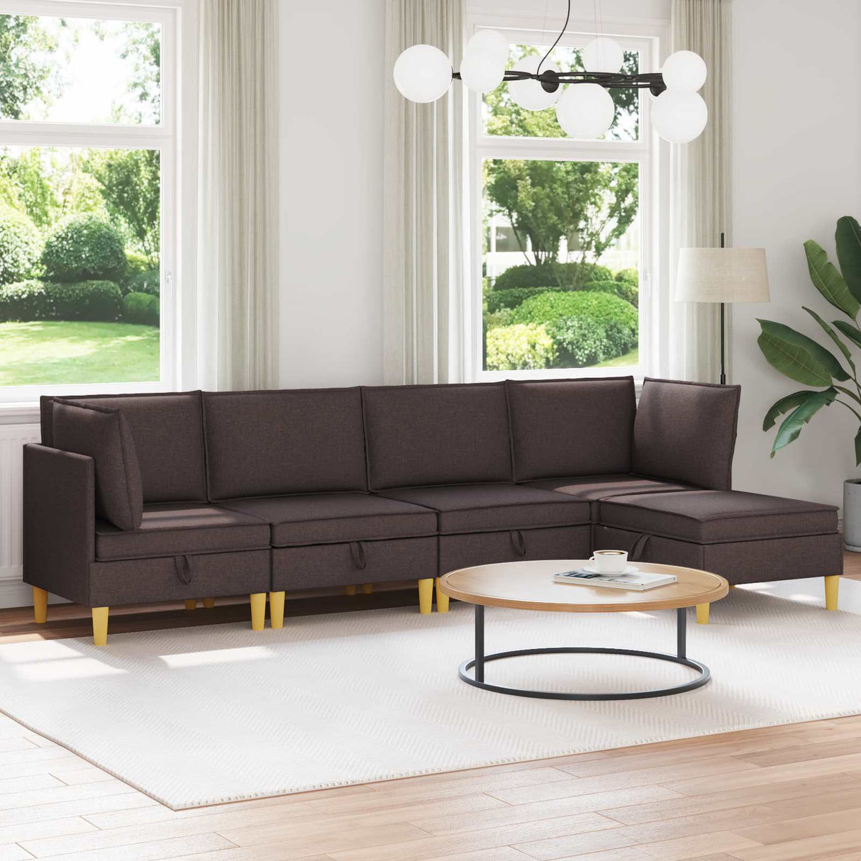 vidaXL Woonkamer Meubelset met kussen met opslag 3 pcs Lichtgrijs Stof