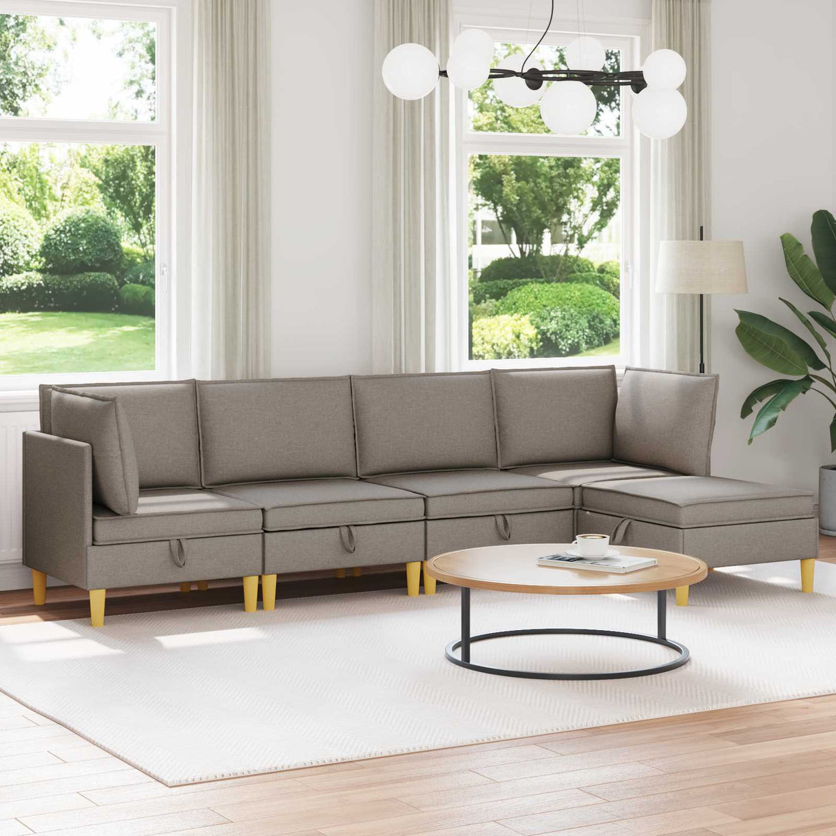 vidaXL Woonkamer Meubelset met kussen met opslag 3 pcs Lichtgrijs Stof