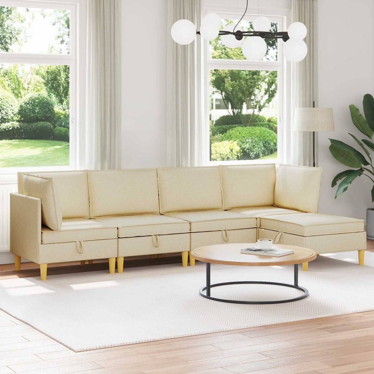 vidaXL Woonkamer Meubelset met kussen met opslag 3 pcs Lichtgrijs Stof