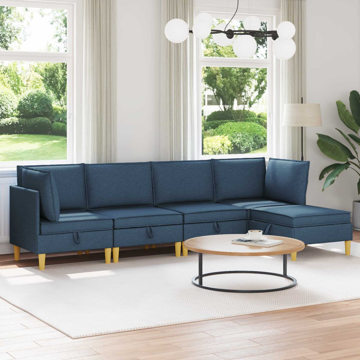 vidaXL Woonkamer Meubelset met kussen met opslag 3 pcs Lichtgrijs Stof