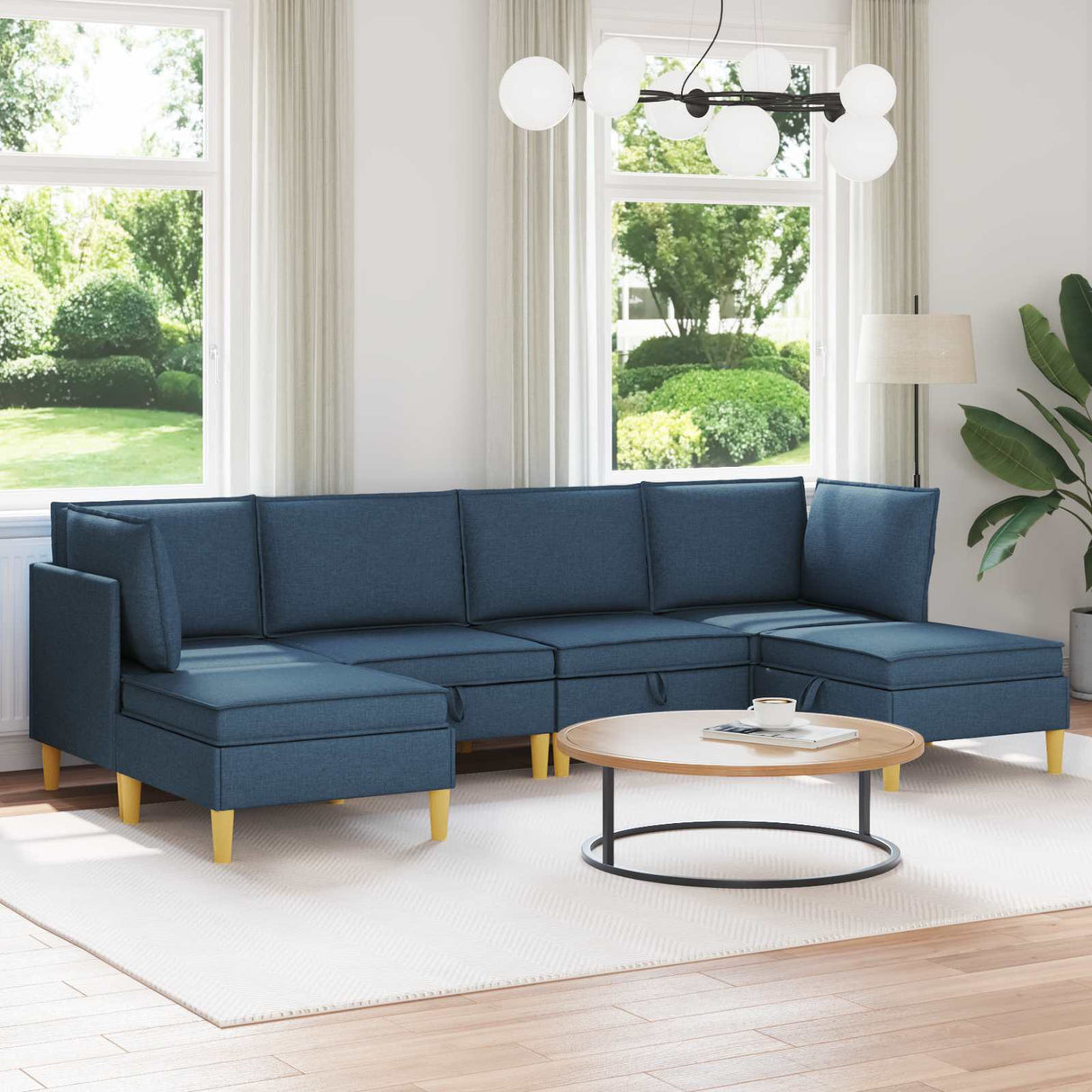 vidaXL Woonkamer Meubelset met kussen met opslag 3 pcs Lichtgrijs Stof