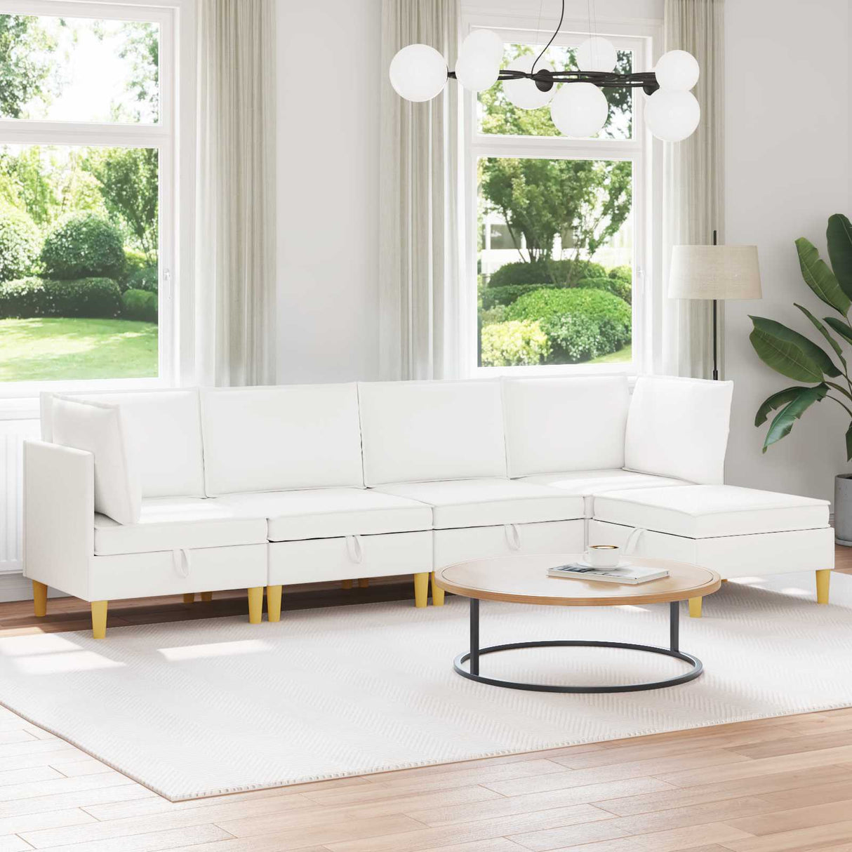 vidaXL Woonkamer Meubelset met kussen met opslag 3 pcs Lichtgrijs Stof