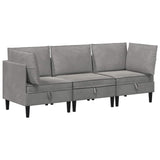 vidaXL Woonkamer Meubelset met kussen 3 pcs Lichtgrijs Fluweel