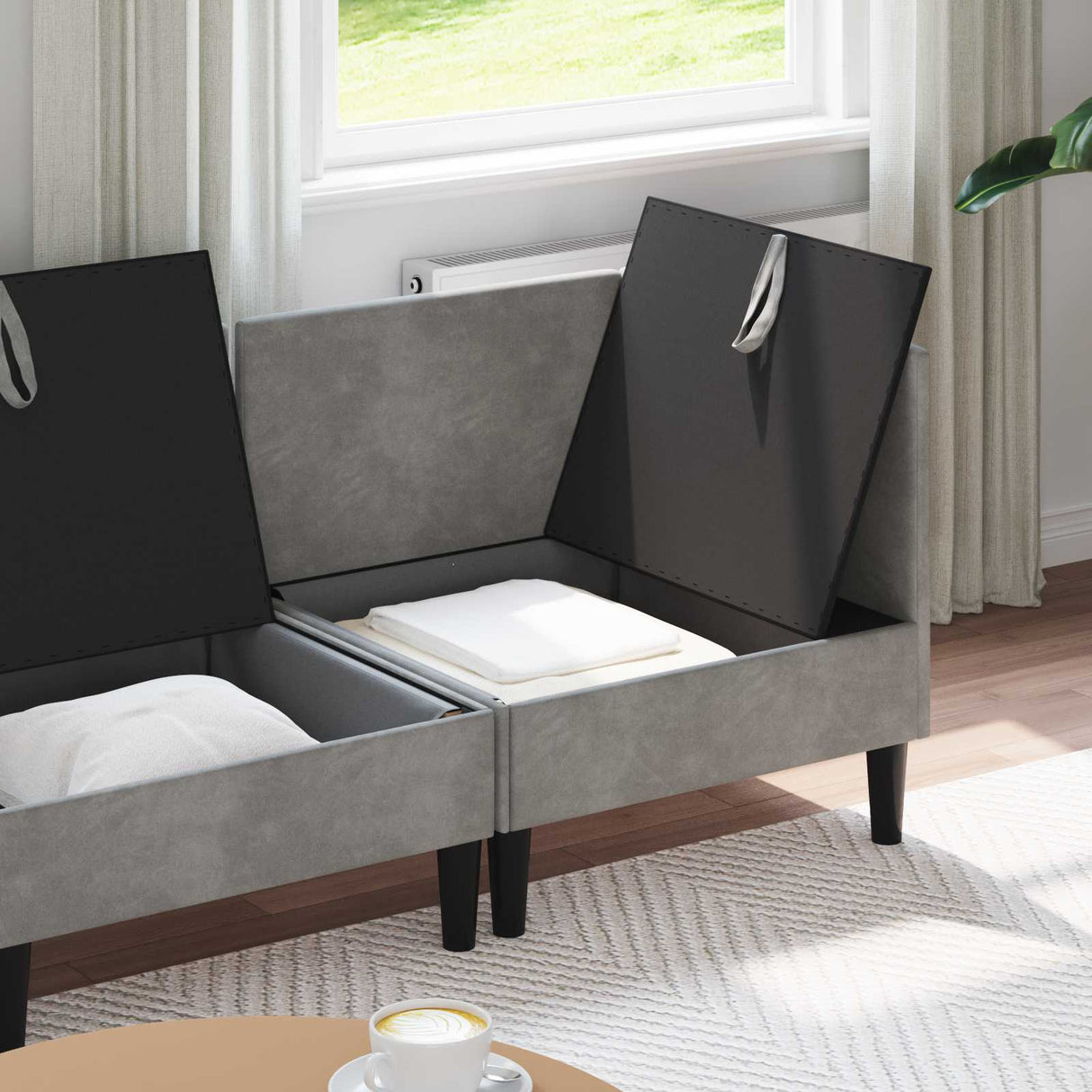 vidaXL Woonkamer Meubelset met kussen 3 pcs Lichtgrijs Fluweel