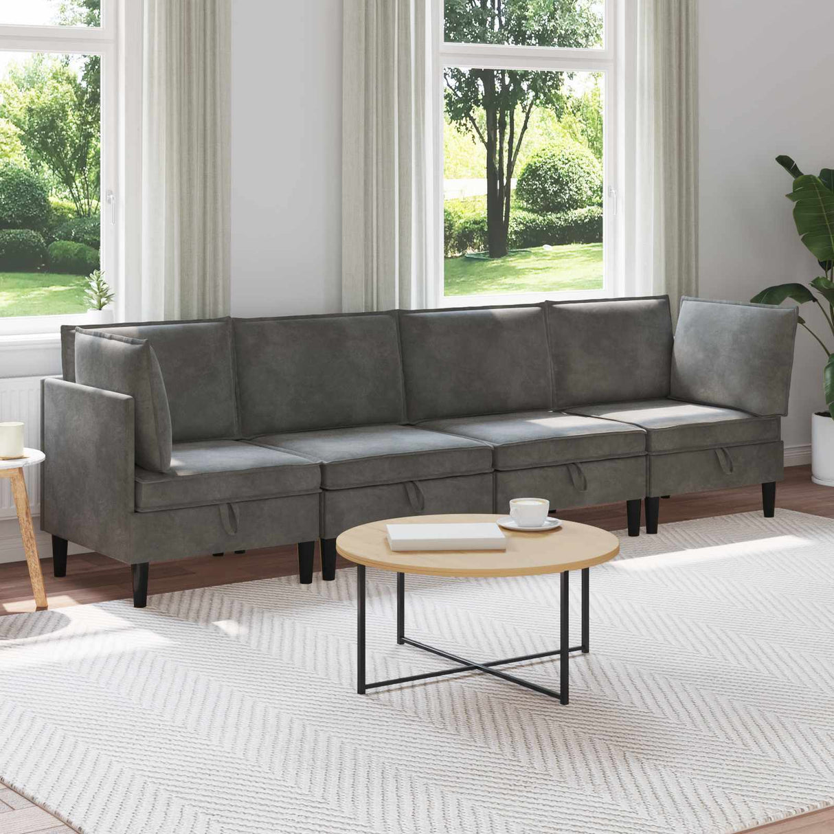 vidaXL Woonkamer Meubelset met kussen 3 pcs Lichtgrijs Fluweel