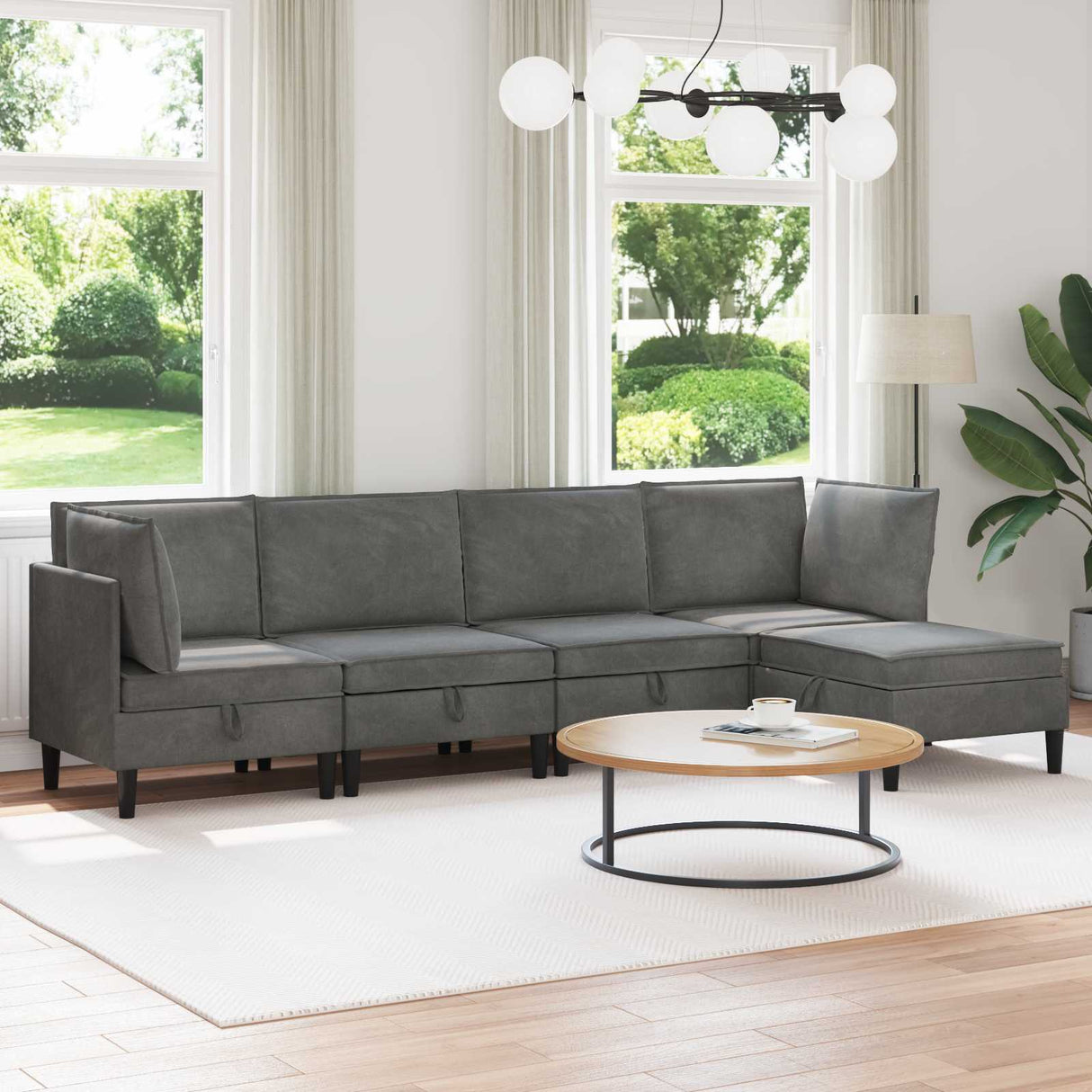 vidaXL Woonkamer Meubelset met kussen 3 pcs Lichtgrijs Fluweel